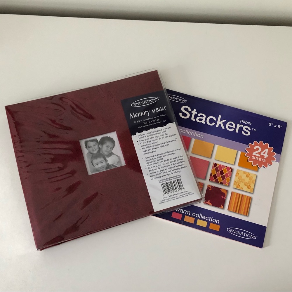 Red scrapbook with papers